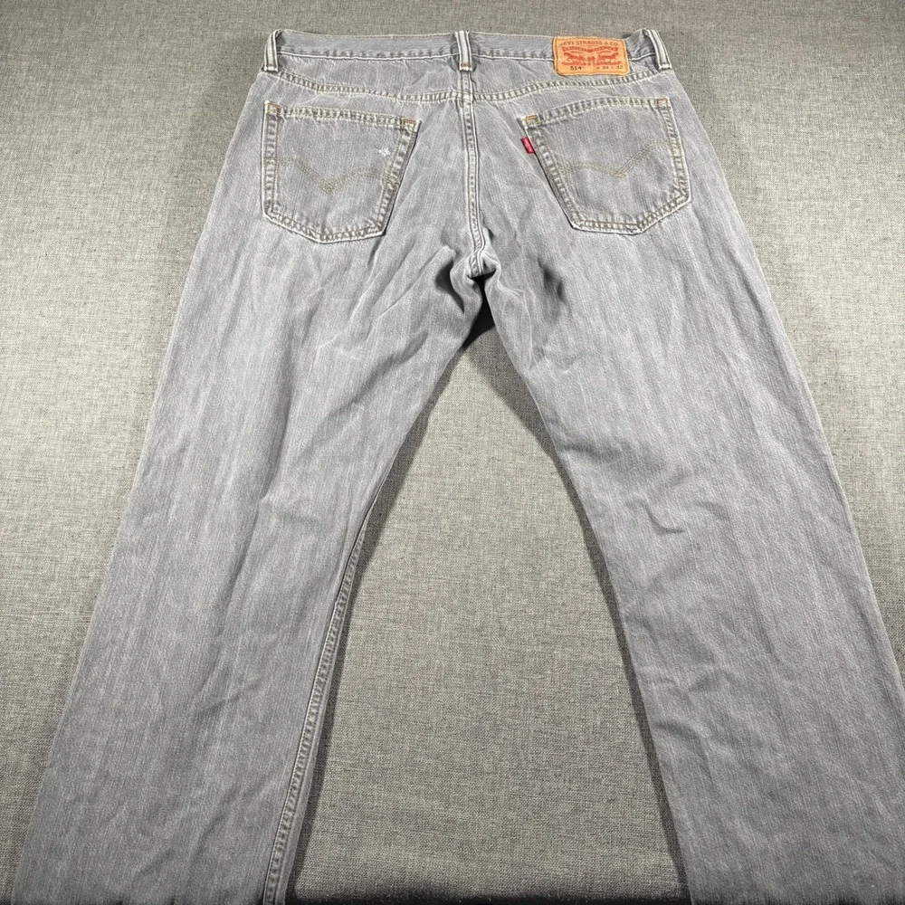 Levi's 514 Slim Straight Jeans Mens 34x32 Grey 100% Cotton Denim Pants